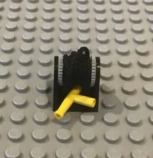 LEGO Black String Reel Gray Drum 2x2 Complete w/ Hose & Yellow Nozzle