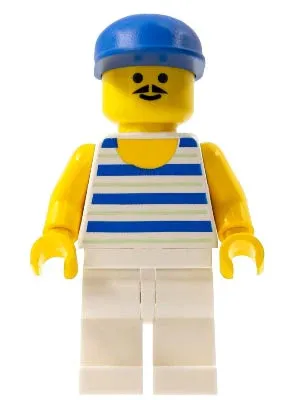 LEGO® Minifigure Town par044 Horizontal Blue and Light Green Stripes White Legs