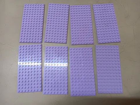 LEGO BULK LOT 8 LAVENDER 8X16 DOT BASE PLATES #92438 5" x 2.5"