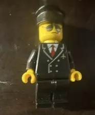 LEGO Minifigure Black Suit Jacket w/ Red Tie, Black Legs & Black Hat