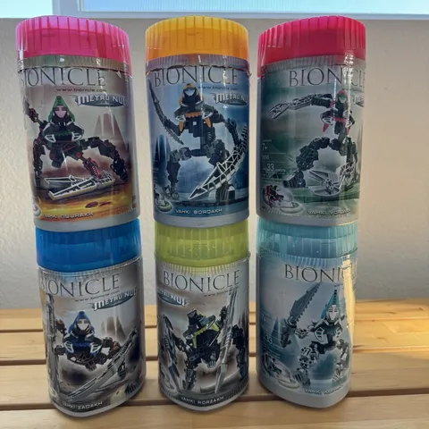 LEGO BIONICLE Vahki Complete Set of 6 2004 w/ Original Canisters & Kanoka Disc