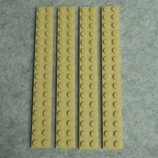 LEGO 4282 Plate 2 x 16 Tan x4 Genuine