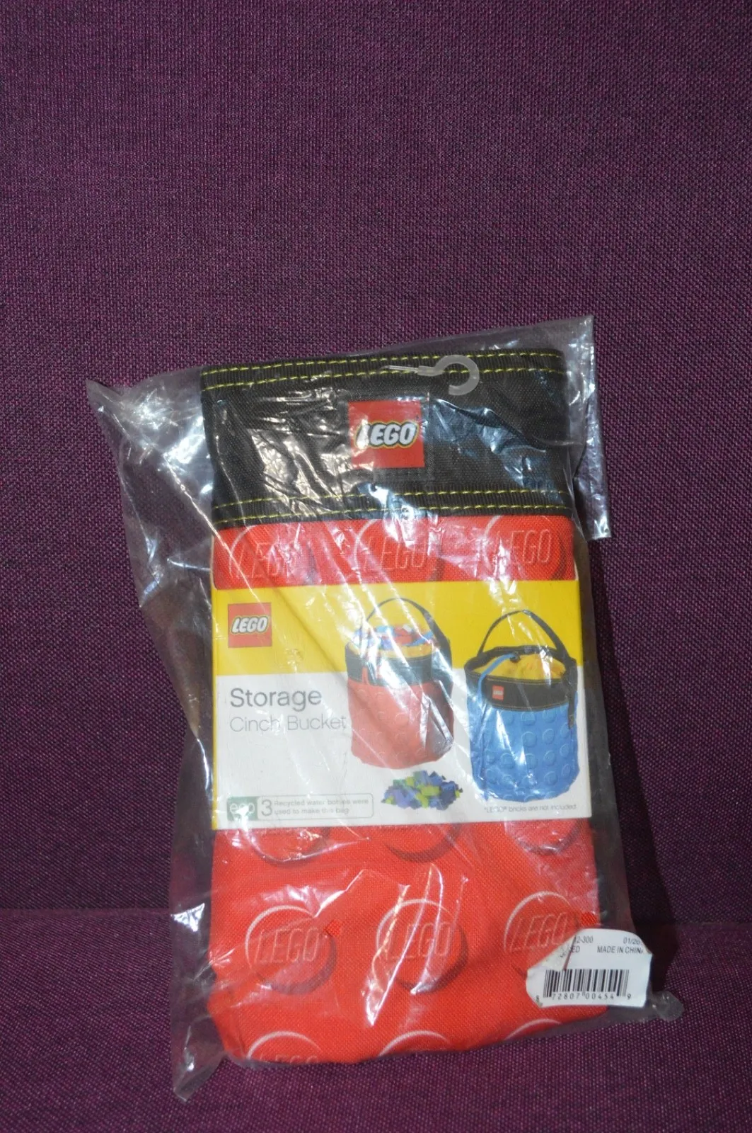 LEGO Collapsable Carrying Storage Bucket Bag Tote with Pockets Red NWT Z5