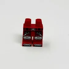 LEGO Minifigure Hips Red Legs Belt Metallic Blue Buckle Knee Pads 970c00pb1732