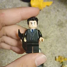 LEGO Minifigure Black Suit w/ Black Hair & Gun Accessory, Plastic, Age 5+