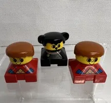 Vintage LEGO Duplo Figures Older Style Square Bust People Dog Twin Boys Girls