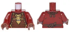 LEGO Dark Red Torso Ninjago Reddish Brown Armor with Ties, Gold Buckles and Drag