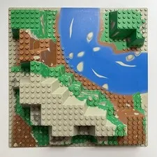 LEGO Raised Baseplate 32x32 Canyon Blue River Rocks Brown Green Mountain 6024px5