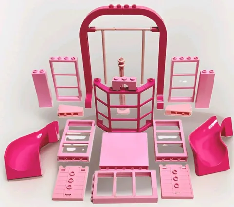 Lego Pink House Building Swing Windows Slide Studs Brick Lot W/HTF Vintage Items