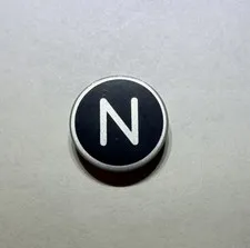 Lego 2x2 Round Printer Tile Letter N n Black Silver New City 