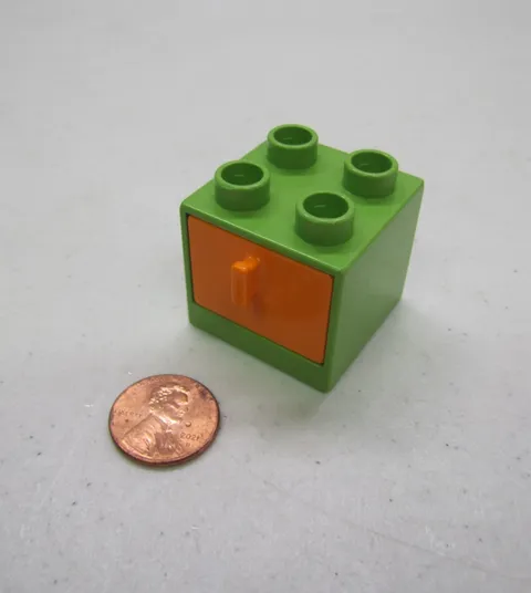 Lego Duplo Green Cabinet w/ Orange Drawer For Dresser Cabinet Room House