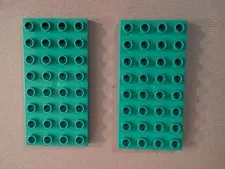 Lego Duplo 4 x 8 Thin Bricks Building Blocks Base Plate Lot of 2 Green B6