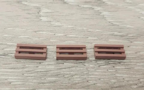 Lego 2412b 15561 Sand Red Tile Modified 1 x 2 Grille with Bottom Groove Lot Of 3
