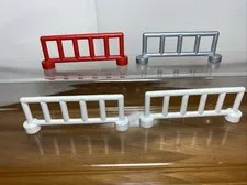 Lego Duplo White Silver Red Fence Lot of 4