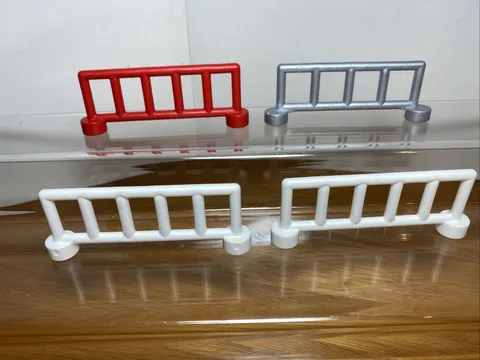 Lego Duplo White Silver Red Fence Lot of 4