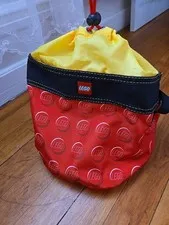 Lego brick Storage Drawstring Cinch tough Bag Travel Yellow Red Legos