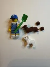 LEGO Dog Sitter Series 19 w/ Green Shovel Dog & Accessories A