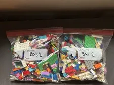 LEGO Bulk Lot Mixed Bricks & Plates Multicolor in 2 Zip Bags Bag 1 & 2 