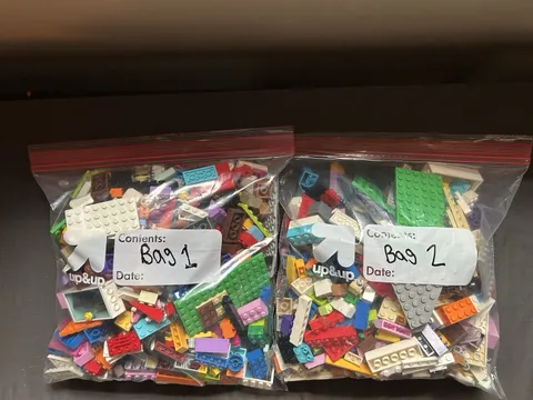 LEGO Bulk Lot Mixed Bricks & Plates Multicolor in 2 Zip Bags Bag 1 & 2 