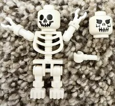 LEGO SKELETON MINIFIG White Skull Head w/Dangly Arms - Halloween Castle Monster