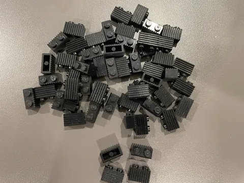 LEGO BULK LOT OF 55 BLACK MODIFIED BRICKS 1X2 WITH GRILLE #2877