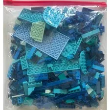 Lot of ~1lb Blue Lego Bricks Various Sizes/Shapes/Parts AS IS