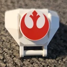 LEGO White Tile Chest Plate W/Round 2x2 Red Rebel Alliance Symbol Used.