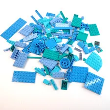 LEGO Parts - Assorted Blue Variants & Turquoise Bulk Pieces -QTY 147 pc (5.5 oz)