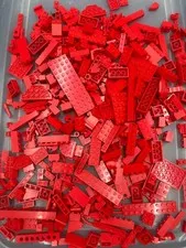 1 lb. Bulk Mixed Red Legos - standard blocks and unique pieces (Lot F)