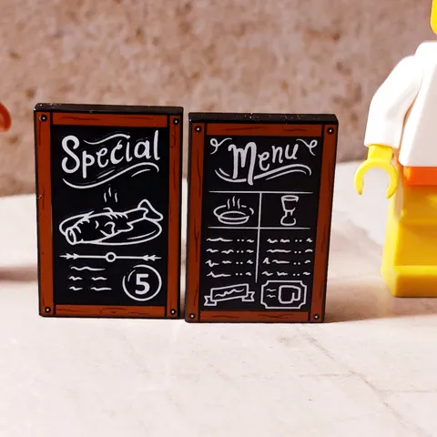 New LEGO Menu Set Lot of 2 Signs Sticker EXCELLENT NEW Chalkboard Sandwich Sign