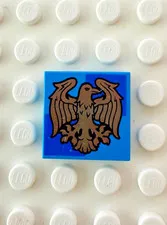 LEGO Tile 2 x 2 with Copper Ravenclaw Crest on Blue Squares 3068pb2357