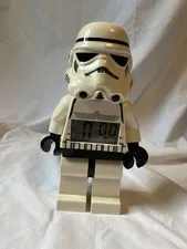 Lego Star Wars Storm Trooper LCD Battery Alarm Clock With Light Tested & Working