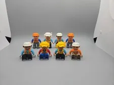 Lego Duplo Mini Figure Lot Of 8 Construction Workers Crane Operator Orange...