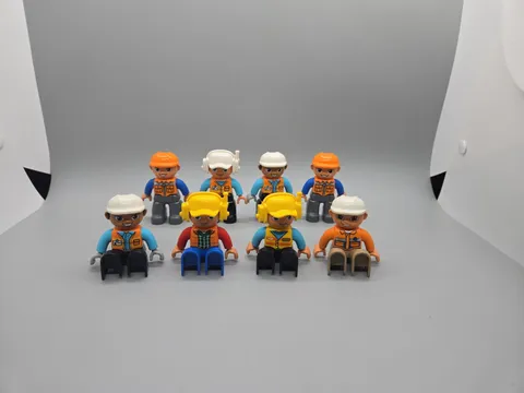 Lego Duplo Mini Figure Lot Of 8 Construction Workers Crane Operator Orange...