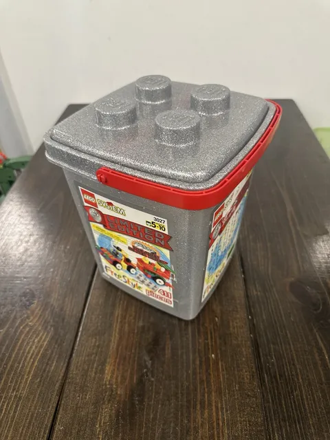 1998  LEGO Freestyle: Limited Edition Silver Bucket 3025 Empty Missing 1 Sticker