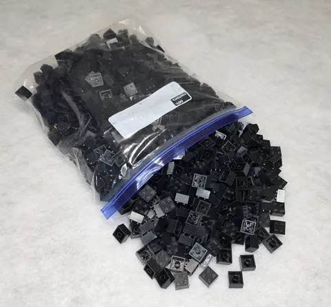 LEGO Black 2x2 Bricks Bulk Lot 2.25 lbs Used Genuine Building Blocks Pieces