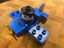 Duplo Lego Vintage Blue Airplane 1980 Complete with Propeller & Wheels D9