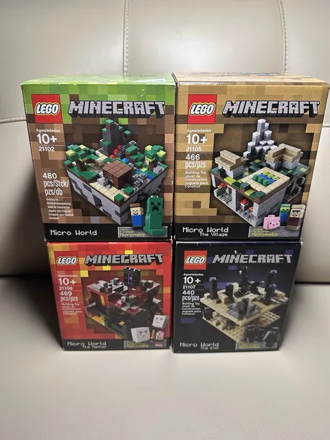 LEGO Minecraft Micro World Lot of 4 Complete Sets 21102 21105 21106 21107 Sealed