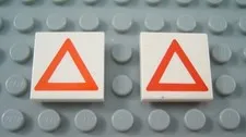 LEGO Lot of 2 White 2x2 Construction Hazard Triangle Tiles