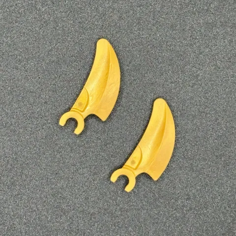 LEGO Pearl Gold Curved Claw Horn Tooth w/ Clip Part 30936 (2 Pc)