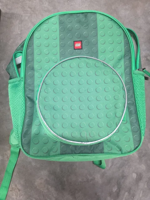 LEGO Classic Brick Green  16" Kids Zippered Backpack Reflective Inserts