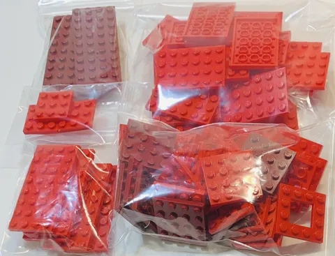 Lego Red BASEPLATES ONLY 59pc 4x10 4x8 4x6 4x4 3x3 4x4-Cut Out Center