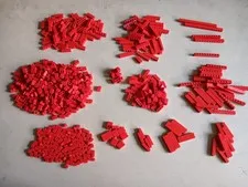 LEGO BULK LOT 645 RED BRICKS 1X1 1X2 1X3 1X4 1X6 1X8 1X10 1X16 1X1X5 1X2X5
