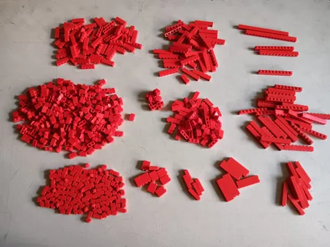 LEGO BULK LOT 645 RED BRICKS 1X1 1X2 1X3 1X4 1X6 1X8 1X10 1X16 1X1X5 1X2X5