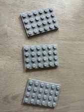 LEGO 3032 Dark Bluish Gray Baseplate 4x6 - 3 Pieces