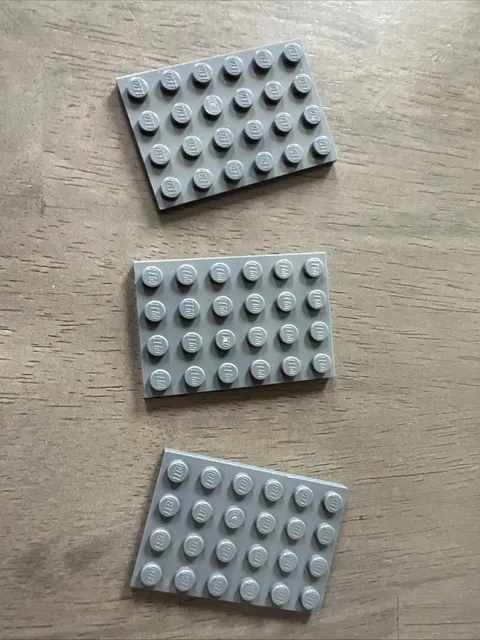 LEGO 3032 Dark Bluish Gray Baseplate 4x6 - 3 Pieces