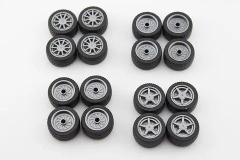 Lot genuine LEGO 18977 tires with 18976 rims 3 styles (16 total) parts pieces