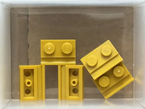 LEGO Parts - Pearl Gold Plate, Modified 1 x 2 with Door Rail - No 32028 - QTY 5