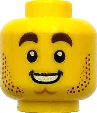 Lego New Yellow Minifigure Head Dual Sided Stubble Dimpled Chin Angry Scowl