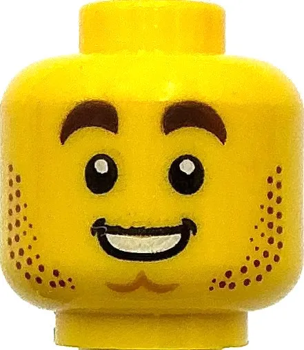 Lego New Yellow Minifigure Head Dual Sided Stubble Dimpled Chin Angry Scowl